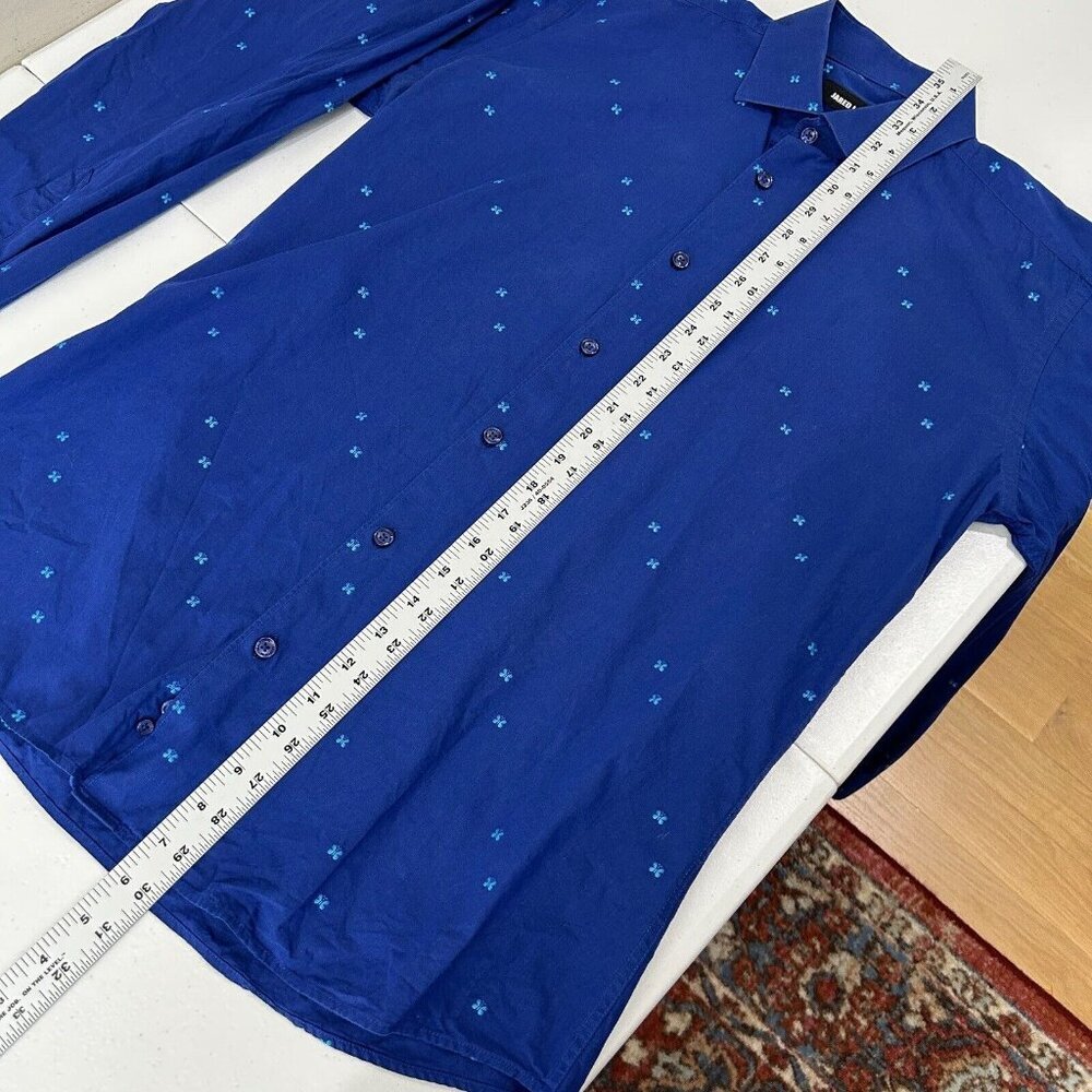 Jared Lang Mens Dress Shirt Medium Blue Butterfly Button Front Work Date Night - Picture 5 of 15
